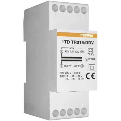 Afbeelding van Wallair 1TDTR015/DDV15VA Beltransformator 12 V, 24 V