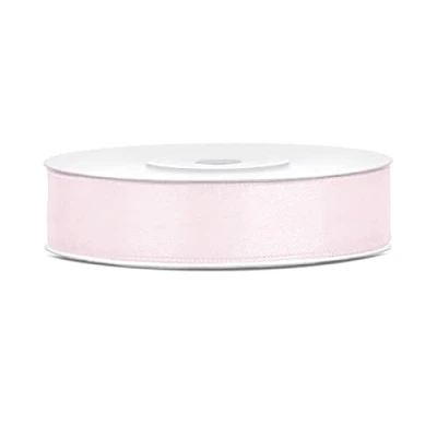 Afbeelding van Satijnlint, polyester, strik en verpakking, geschenken 6/12/25/38/50/100 mm x 25 m (maat 12 kleur lichtroze)