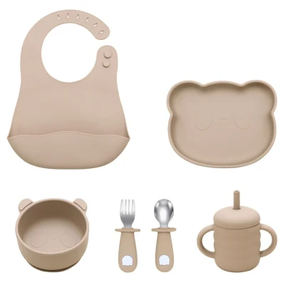 Afbeelding van Dutsi Beertje Baby Eetset Perfecte Starterset voor Jonge Eters Taupe