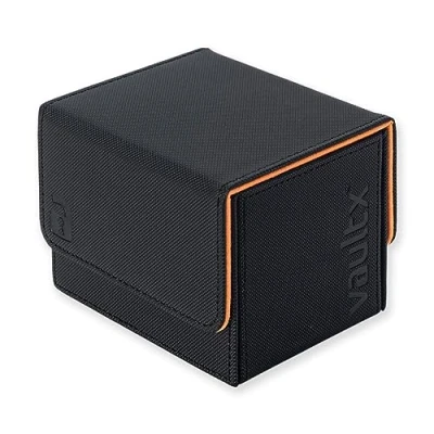 Afbeelding van Vault X Deck Box met zijlader voor verzamelkaarten, 100+ beschermde kaarten, Exo Tec materiaal, opbergdoos, magneetdeksel, om te bestellen (zwart/oranje elektrisch)
