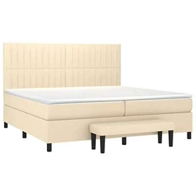 Afbeelding van vidaXL Boxspring met matras stof crèmekleurig 200x200 cm