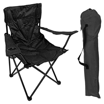 Afbeelding van Visstoel, campingstoel, opvouwbare visstoel met bekerhouder en tas, zwart