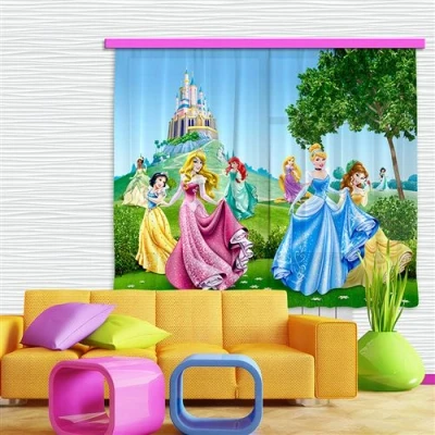Image de Ag design fcs xl 4319 rideau voilage pour chambre d&#039;enfant motif princesse disney