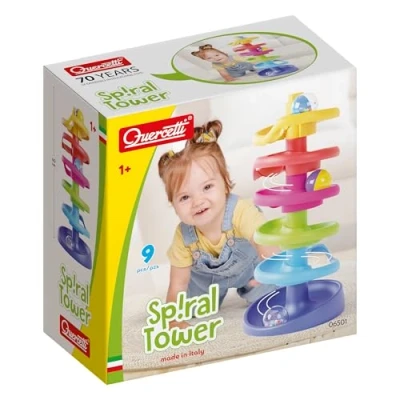 Image de Quercetti Spiral Tower Jeu éducatif pour enfants 1 an Tour à billes sonore avec éléments empilables 6501