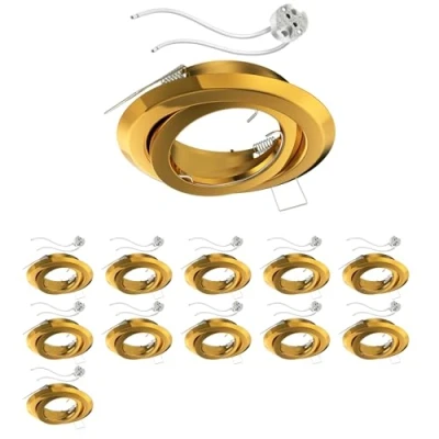 Afbeelding van ledscom.de FABI plafondinbouwframe, rond, draaibaar, glanzend goud, incl. GU5.3 fitting, 12 delig