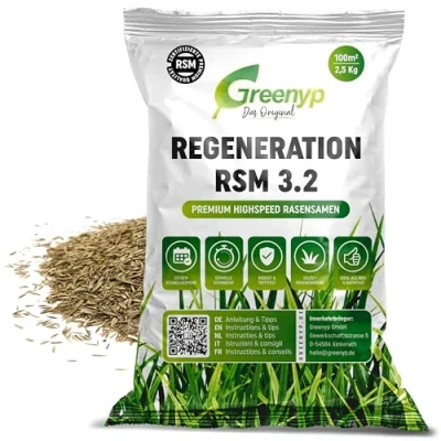 Afbeelding van Greenyp Turbo RSM 3.2 I Snel ontkiemende Graszaad voor de lente 2,5 kg per 100 m² Ideaal tegen gaten als nieuw en na het zaaien 100% Zaden
