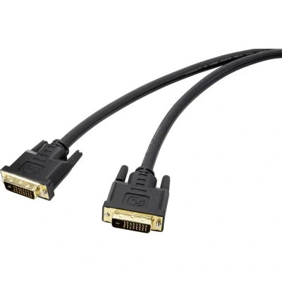 Afbeelding van Renkforce RF 4680662 DVI kabel Aansluitkabel D 24+1 polige stekker, stekker 7.50 m Zwart Vergulde steekcontacten