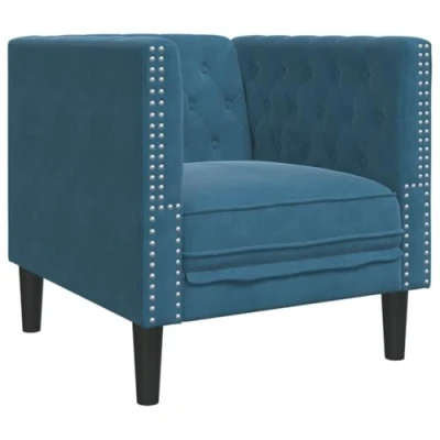 Afbeelding van vidaXL Chesterfield fauteuil blauw fluweel