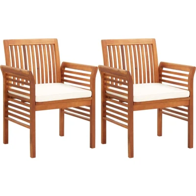 Afbeelding van Tuinstoelen 2 st met kussens massief acaciahout