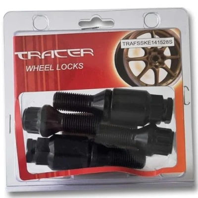 Afbeelding van TRACER Set antidiefstalwielbouten M14 x 1,5 28 mm conisch zwart compatibel met Audi, VW, Seat, Skoda, Opel, BMW