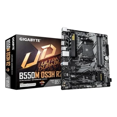 Afbeelding van GIGABYTE B550M DS3H R2 moederbord AMD Ryzen 5000 processors, 5 + 3 fasen VRM, tot 4733 MHz DDR4 (O.C.), 1 PCIe 4.0 3.0 M.2, 1GbE LAN, USB 3.2 Gen