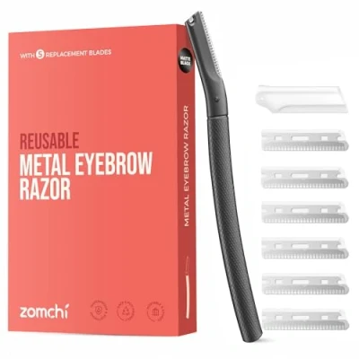 Image de ZOMCHI Rasoir à sourcils Facial visage Femme dermaplaning sourcil avec 6 lames Noir