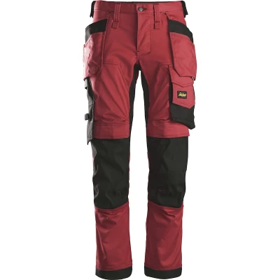 Afbeelding van SNICKERS 6241 AllroundWork stretch werkbroek met holsterzakken (chillirood/zwart) 62411604048