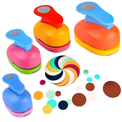 Afbeelding van Set van 4 ronde motiefponsen Voor scrapbooking, knutselen, foto&#039;s, wenskaarten, cadeaulabels (4)