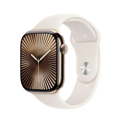 Afbeelding van Apple Watch S10 GPs + Cellular 46 Mm Titanium Gold Kast Starlight Sport Band S/m (mwyy3qf/a)