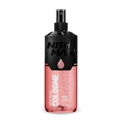 Image de NISHMAN Aftershave Cologne 03 Nesly 400ml Lotion Après Rasage Rafraîchissante pour Hommes Parfum de Héliotrope Crémeux &amp; Fleur d&#039;Hibiscus Oriental Homme
