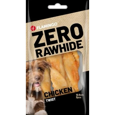 Afbeelding van Flamingo ZERO RAWHIDE Hondensnacks Kauwstaaf hond Snack staafjes met kip 12,5cm, 3 x 40g (120g)