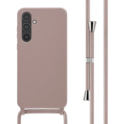 Afbeelding van iMoshion hoesje Geschikt voor Samsung Galaxy A35 met koord Siliconen roze