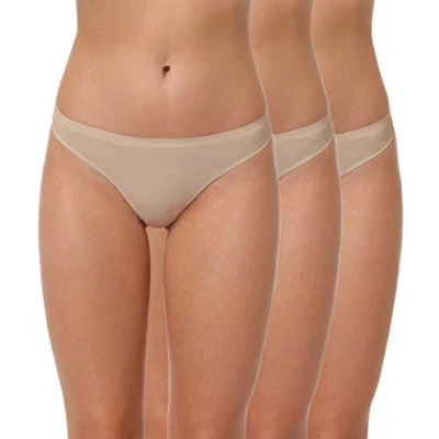 Afbeelding van Yenita® Set van 3 onzichtbare tanga&#039;s voor dames, zonder naden, drie kleuren, Beige