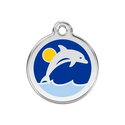 Afbeelding van Dolphin Navy roestvrijstalen hondenpenning medium/gemiddeld dia. 3 cm RedDingo