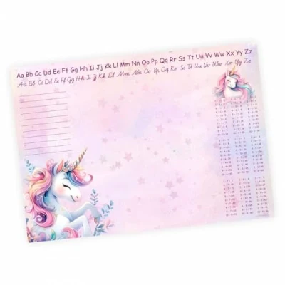 Afbeelding van Bureauonderlegger, A3, eenhoorn, roze, met klein papier, 1 x 1, 50 vellen