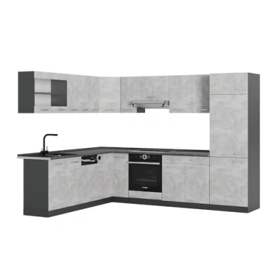 Afbeelding van Vicco Hoekkeuken R Line, Beton/antraciet, 227 x 287 cm , WB Antraciet