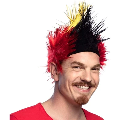 Afbeelding van Boland Pruik Punk België Hanenkam Kort Mannen Rode duivels Belgie Voetbal