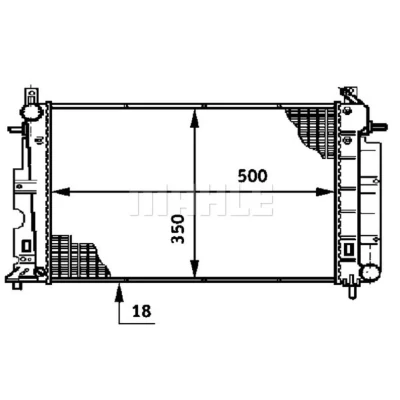 Afbeelding van MAHLE ORIGINAL CR 643 000S Radiateur voor voertuigen zonder airco 500 350 18 Koelribben gesoldeerd