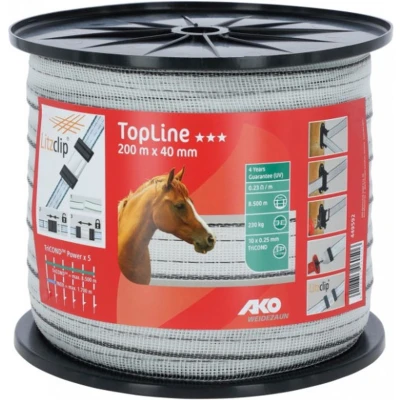 Afbeelding van Ako TopLine Afrasteringslint Wit/Zwart 40mm x 200m