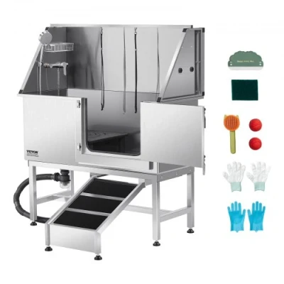 Image de VEVOR Baignoire de Chien Animaux Compagnie Acier Inox 127 cm Filtre Rampe Droite