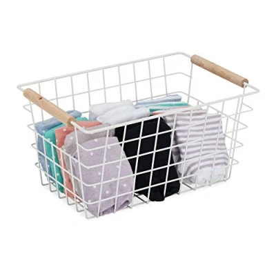 Afbeelding van Relaxdays draadmand opbergmand kastmand mandje mand opruimmandje kleding wit