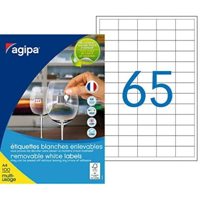 Image de agipa Etiquette universelle, 38 x 21,2 mm, blanc