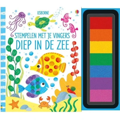 Afbeelding van Uitgeverij usborne stempelen met je vingers diep in de zee