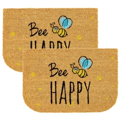 Afbeelding van ASTRA Happy Set van 2 natuurlijke kokosmatten, 40 x 60 cm, antislip, vuilafstotend, voor buiten, overdekte buitenmat