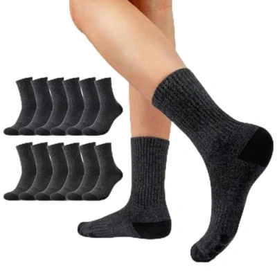 Afbeelding van YouShow Set van 6 paar tennissokken voor dames en heren, sport wandelsokken, gevoerd, ademend, zacht katoen, Donkergrijs x