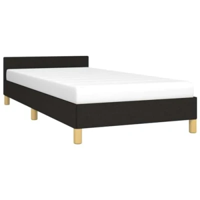 Afbeelding van vidaXL Bedframe met hoofdbord stof zwart 100x200 cm