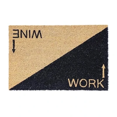 Afbeelding van Relaxdays deurmat &#039;work wine&#039; kokosmat 40x60 cm binnen &amp; buiten antislip natuur