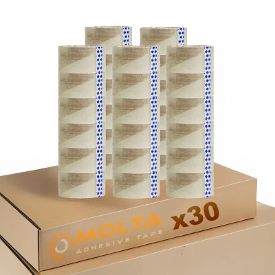 Afbeelding van MOLTA STANDAARD TRANSPARANT Verpakkingstape 48 mm x 100 m Kartonnen tape voor pakketten en dozen 30 Rollen ACRYLIC