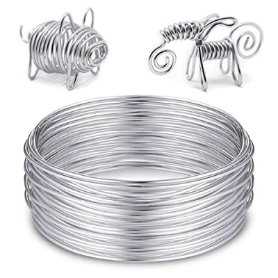 Afbeelding van Zocipro Aluminiumdraad, 2 mm x 20 m, zilverdraad, sieradendraad, zacht, flexibel, voor sieraden, decoratieve stukken, sculpturen, het maken van kransen en bonsaibomen