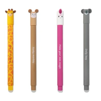 Afbeelding van Eberhard Faber Animal Erase Gelpen, uitwisbaar, met diermotieven, eenhoorn, giraf, aap, koala, 4 stuks