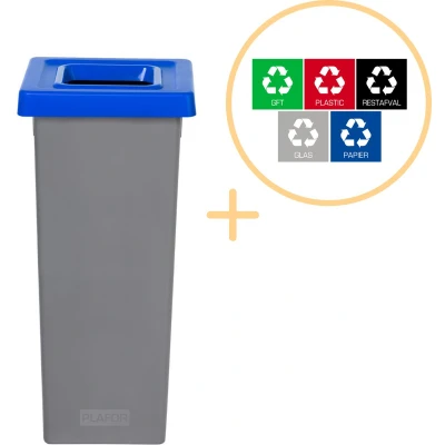 Afbeelding van Plafor Fit Bin Prullenbak voor afvalscheiding 53L, Grijs/Blauw