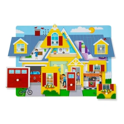 Afbeelding van Melissa &amp; Doug Geluidspuzzel rond het huis Houten knoppuzzel (8 stukjes)