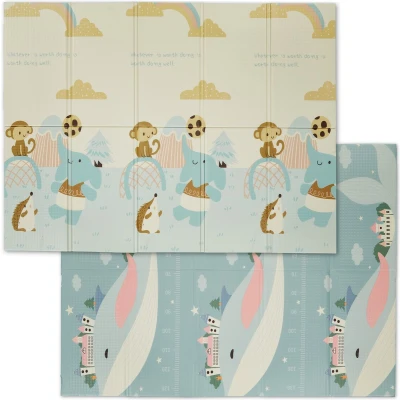 Afbeelding van Relaxdays speelmat dieren speelkleed opvouwbaar kruipmat baby afwasbaar kinderen