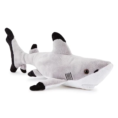 Afbeelding van Zappi Co Pluche dier, 100% gerecycled, haai met zwarte punt (30 cm lang), zachte, knuffelige en milieuvriendelijke dierencollectie voor pasgeborenen, eerste kinderen