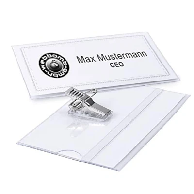 Afbeelding van 10 stuks professionele badgehouders met clip + naald