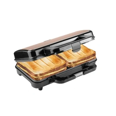 Image de Bestron Appareil à croque monsieur XL pour 2 sandwichs en forme de coquillage, idéal les américains, avec contrôle automatique la température et indicateur préparation, couleur :