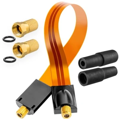 Afbeelding van HB Digital SAT Raamzeef voor gouden satellietkabel coaxiale + 2 x F stekker 8,2 mm rubberen doppen ultradunne ramen en deuren