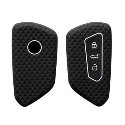Afbeelding van kwmobile autosleutel hoesje geschikt voor VW Golf 8 3 knops hoes TPU behuizing Beschermende auto sleutel case Sleuteletui in zwart / wit