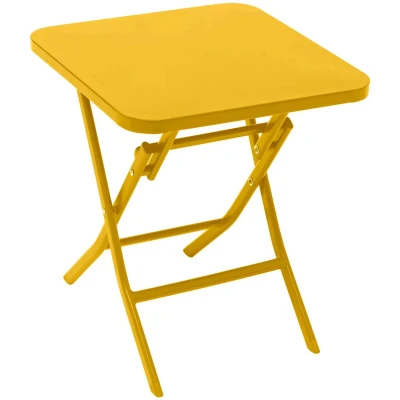 Afbeelding van Hesperide Bijzettafel/tuin tafel Oase metaal geel 40 x 45 cm voor buiten inklapbaar Camping