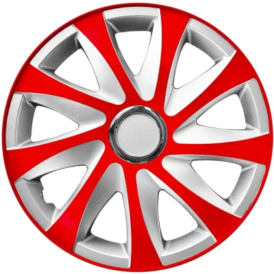 Afbeelding van NRM wieldoppen 14&quot; rood &amp; zilver set van 4 stuks ABS / Duurzaam Resistant